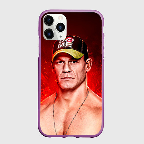 Чехол iPhone 11 Pro матовый John Cena: Flame / 3D-Фиолетовый – фото 1