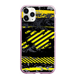 Чехол iPhone 11 Pro матовый Grunge Line, цвет: 3D-розовый