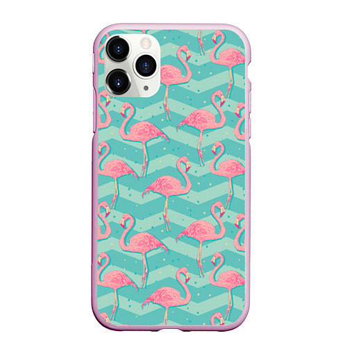 Чехол iPhone 11 Pro матовый Flamingo Pattern / 3D-Розовый – фото 1