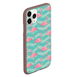 Чехол iPhone 11 Pro матовый Flamingo Pattern, цвет: 3D-коричневый — фото 2