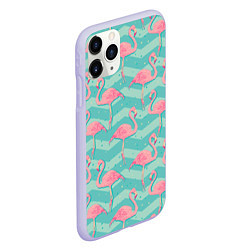 Чехол iPhone 11 Pro матовый Flamingo Pattern, цвет: 3D-светло-сиреневый — фото 2