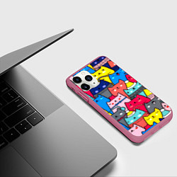 Чехол iPhone 11 Pro матовый Отряд котиков, цвет: 3D-малиновый — фото 2