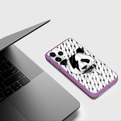 Чехол iPhone 11 Pro матовый Панда вокалист, цвет: 3D-фиолетовый — фото 2