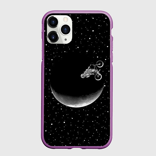Чехол iPhone 11 Pro матовый Астронавт байкер / 3D-Фиолетовый – фото 1