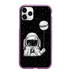 Чехол iPhone 11 Pro матовый Астронавт с шариком, цвет: 3D-фиолетовый