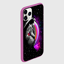 Чехол iPhone 11 Pro матовый Космический кот, цвет: 3D-фиолетовый — фото 2