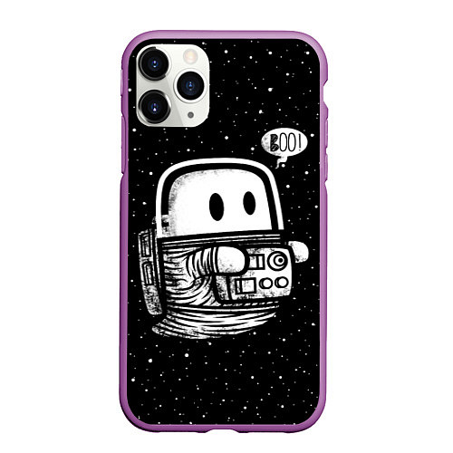 Чехол iPhone 11 Pro матовый Космонавт привидение / 3D-Фиолетовый – фото 1