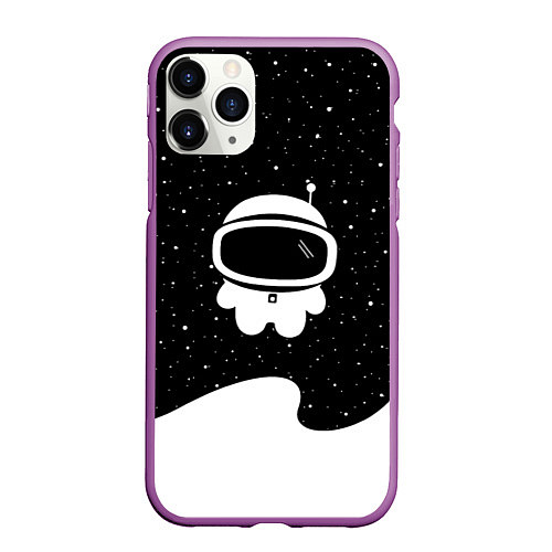 Чехол iPhone 11 Pro матовый Маленький космонавт / 3D-Фиолетовый – фото 1
