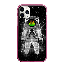 Чехол iPhone 11 Pro матовый Музыкальный космонавт, цвет: 3D-малиновый