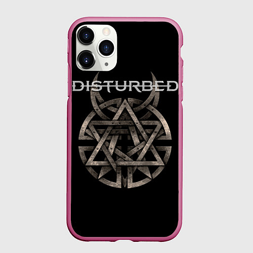 Чехол iPhone 11 Pro матовый Disturbed Logo / 3D-Малиновый – фото 1