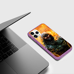 Чехол iPhone 11 Pro матовый Disturbed: Monster Flame, цвет: 3D-фиолетовый — фото 2