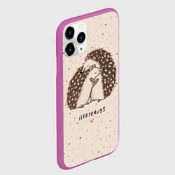 Чехол iPhone 11 Pro матовый Влюбленные ежики, цвет: 3D-фиолетовый — фото 2