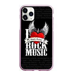 Чехол iPhone 11 Pro матовый I Love Rock Music, цвет: 3D-розовый