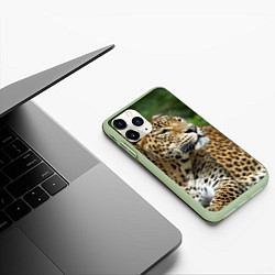 Чехол iPhone 11 Pro матовый Лик леопарда, цвет: 3D-салатовый — фото 2
