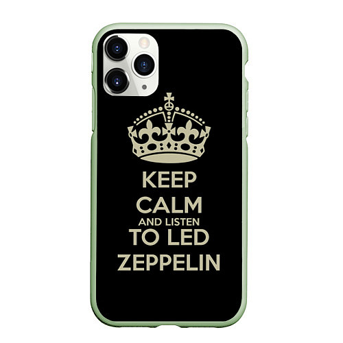 Чехол iPhone 11 Pro матовый Keep Calm & Led Zeppelin / 3D-Салатовый – фото 1