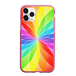 Чехол iPhone 11 Pro матовый Радуга, цвет: 3D-малиновый