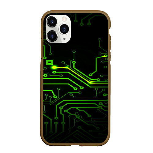 Чехол iPhone 11 Pro матовый Tehnology / 3D-Коричневый – фото 1