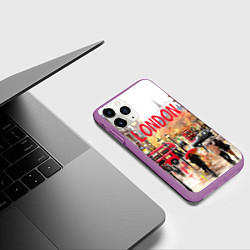 Чехол iPhone 11 Pro матовый Дождливый Лондон, цвет: 3D-фиолетовый — фото 2