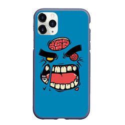 Чехол iPhone 11 Pro матовый Angry Zombie, цвет: 3D-серый