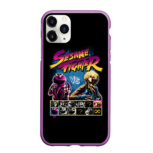 Чехол iPhone 11 Pro матовый Sesame Fighter / 3D-Фиолетовый – фото 1