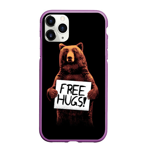 Чехол iPhone 11 Pro матовый Медвежьи обьятия / 3D-Фиолетовый – фото 1