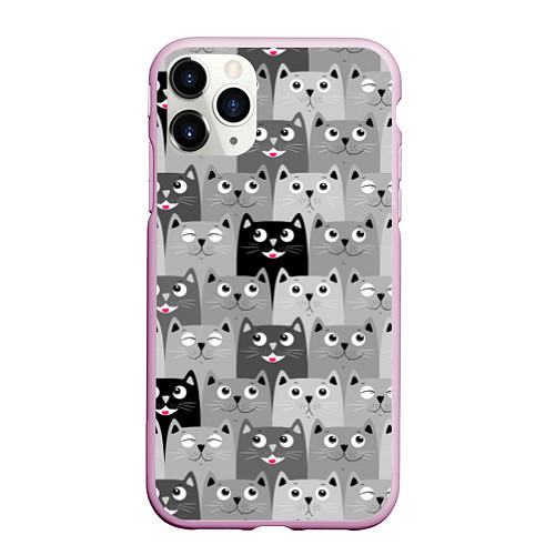 Чехол iPhone 11 Pro матовый Котейки / 3D-Розовый – фото 1