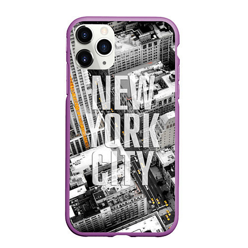 Чехол iPhone 11 Pro матовый New York City / 3D-Фиолетовый – фото 1