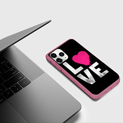 Чехол iPhone 11 Pro матовый Love Heart, цвет: 3D-малиновый — фото 2
