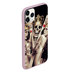 Чехол iPhone 11 Pro матовый Poker Skull, цвет: 3D-розовый — фото 2