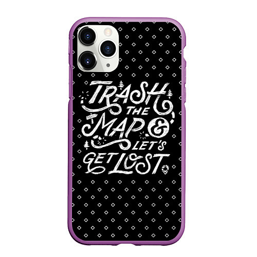 Чехол iPhone 11 Pro матовый Trash the Map / 3D-Фиолетовый – фото 1