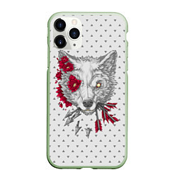 Чехол iPhone 11 Pro матовый Волчья ярость, цвет: 3D-салатовый