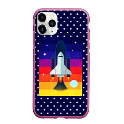 Чехол iPhone 11 Pro матовый Запуск ракеты, цвет: 3D-малиновый