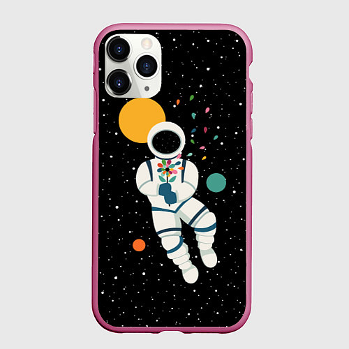 Чехол iPhone 11 Pro матовый Космический романтик / 3D-Малиновый – фото 1