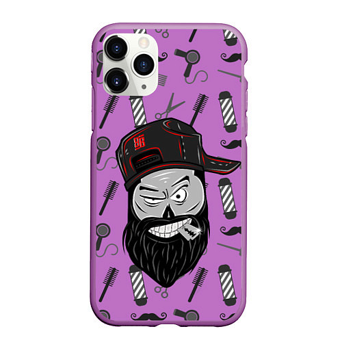 Чехол iPhone 11 Pro матовый Барбер Борода / 3D-Фиолетовый – фото 1