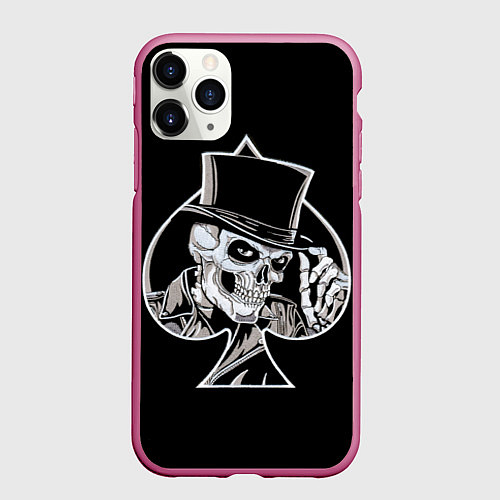 Чехол iPhone 11 Pro матовый Скелетон / 3D-Малиновый – фото 1