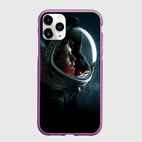 Чехол iPhone 11 Pro матовый Девушка космонавт / 3D-Фиолетовый – фото 1