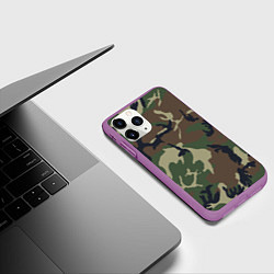 Чехол iPhone 11 Pro матовый Камуфляж: хаки/зеленый, цвет: 3D-фиолетовый — фото 2
