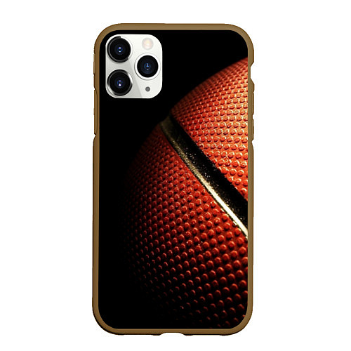 Чехол iPhone 11 Pro матовый Баскетбольный мяч / 3D-Коричневый – фото 1