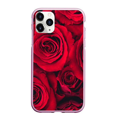Чехол iPhone 11 Pro матовый Паттерн из роз / 3D-Розовый – фото 1