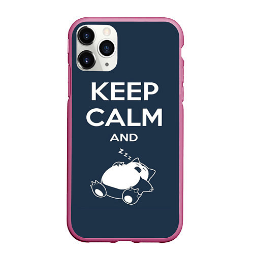 Чехол iPhone 11 Pro матовый Keep Calm & Zzz / 3D-Малиновый – фото 1