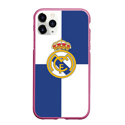 Чехол iPhone 11 Pro матовый Real Madrid: Blue style, цвет: 3D-малиновый