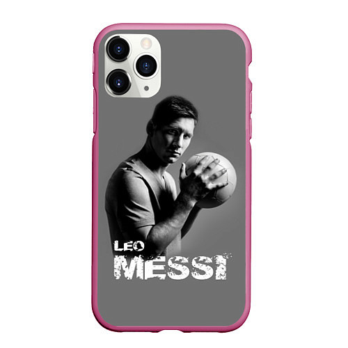 Чехол iPhone 11 Pro матовый Leo Messi / 3D-Малиновый – фото 1