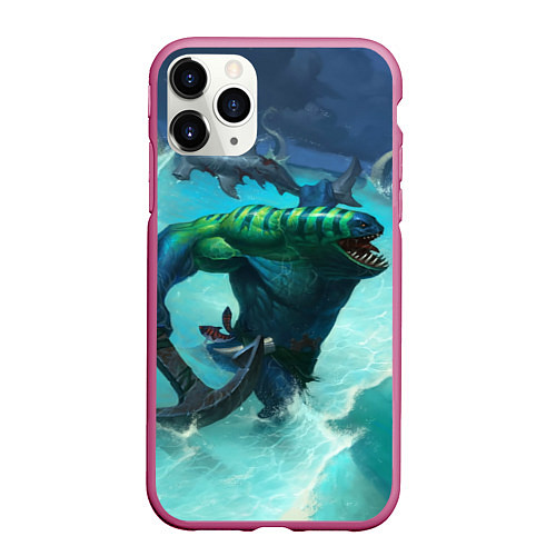 Чехол iPhone 11 Pro матовый Tidehunter: Water Rage / 3D-Малиновый – фото 1