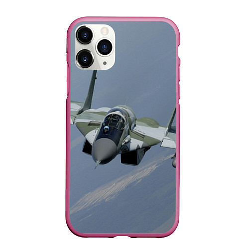 Чехол iPhone 11 Pro матовый MiG-29SMT / 3D-Малиновый – фото 1