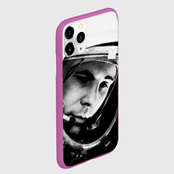 Чехол iPhone 11 Pro матовый Гагарин космонавт, цвет: 3D-фиолетовый — фото 2