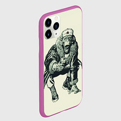 Чехол iPhone 11 Pro матовый Обезьяна с пистолетом, цвет: 3D-фиолетовый — фото 2