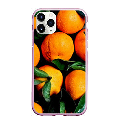 Чехол iPhone 11 Pro матовый Мандаринчики, цвет: 3D-розовый