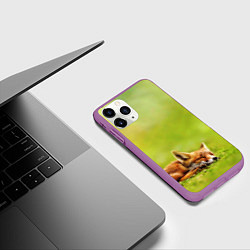 Чехол iPhone 11 Pro матовый Лисичка спит, цвет: 3D-фиолетовый — фото 2
