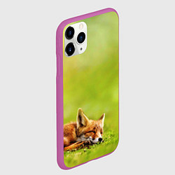 Чехол iPhone 11 Pro матовый Лисичка спит, цвет: 3D-фиолетовый — фото 2