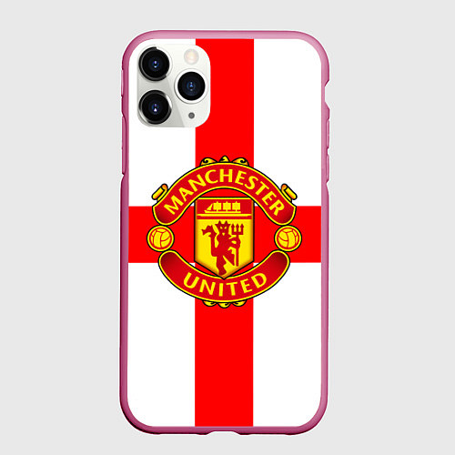Чехол iPhone 11 Pro матовый Manchester Utd: England / 3D-Малиновый – фото 1